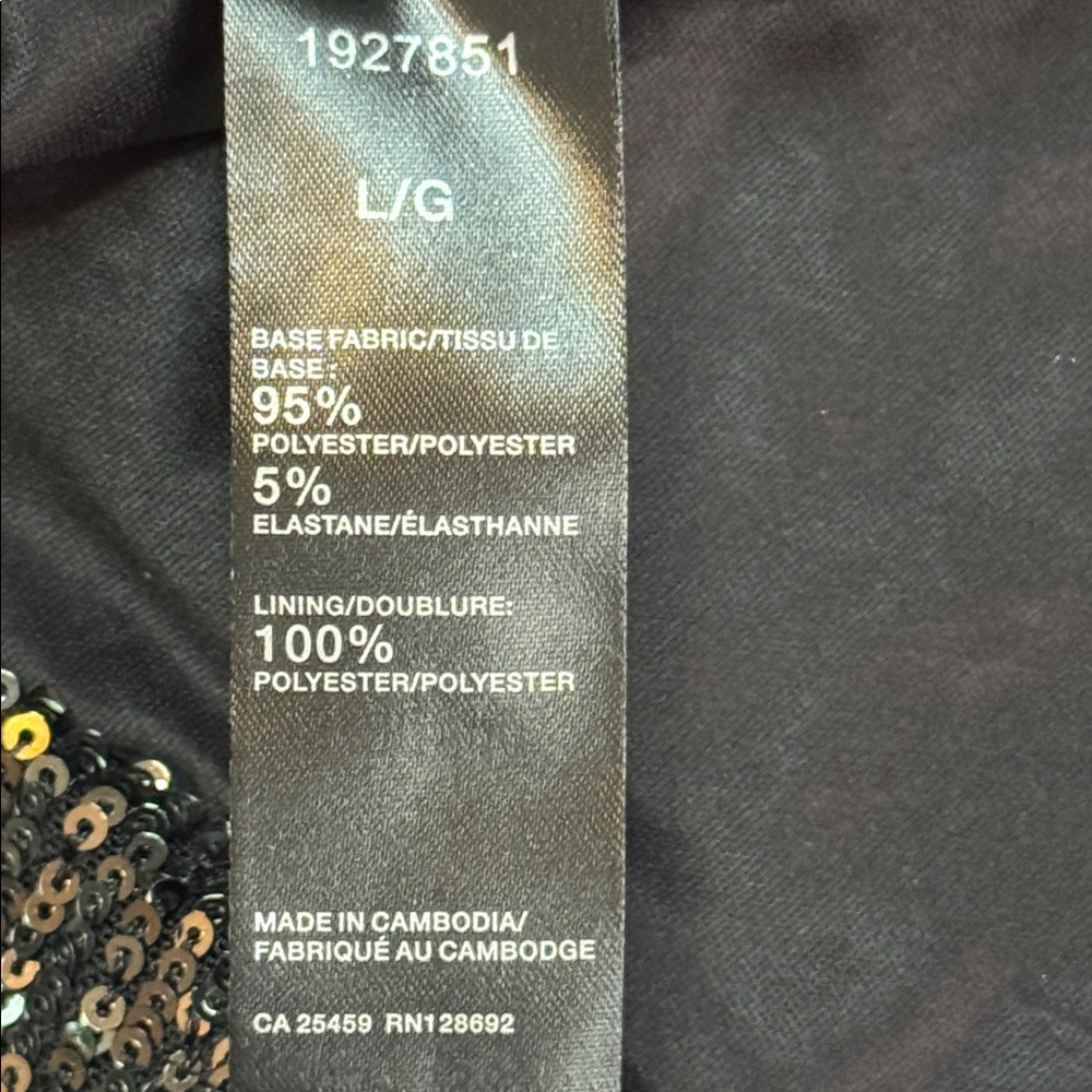 NWT Steve Madden Glittering Black Silver Sequin Shiny Long Sleeve Dress sz L - Picture 9 of 10